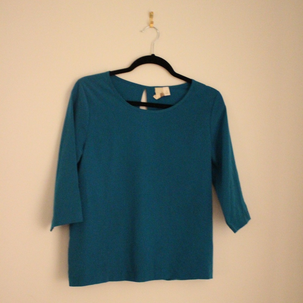 Francesca's Blue Dress Shirt With Cross Back